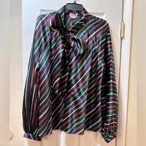 Kate Spade Party Stripe Tie Neck Blouse